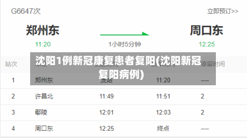 沈阳1例新冠康复患者复阳(沈阳新冠复阳病例)