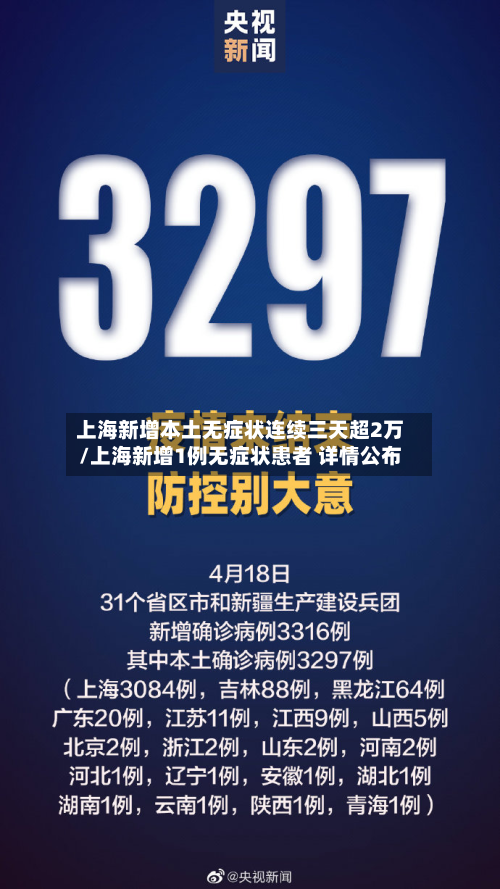 上海新增本土无症状连续三天超2万/上海新增1例无症状患者 详情公布