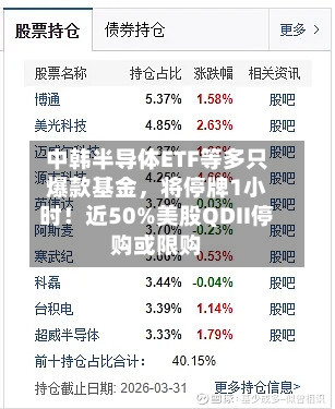 中韩半导体ETF等多只爆款基金，将停牌1小时！近50%美股QDII停购或限购
