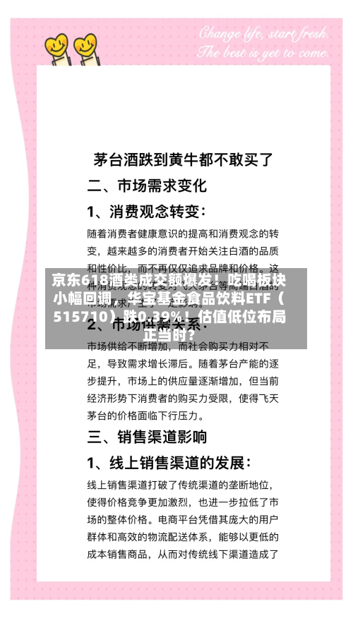 京东618酒类成交额爆发！吃喝板块小幅回调，华宝基金食品饮料ETF（515710）跌0.39%！估值低位布局正当时？-第2张图片