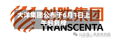 大洋集团公布于6月1日上午起复牌-第2张图片