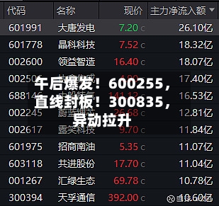午后爆发！600255	，直线封板！300835，异动拉升-第2张图片